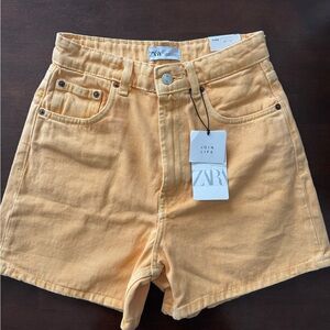 Zara Women's High Waist Yellow Shorts